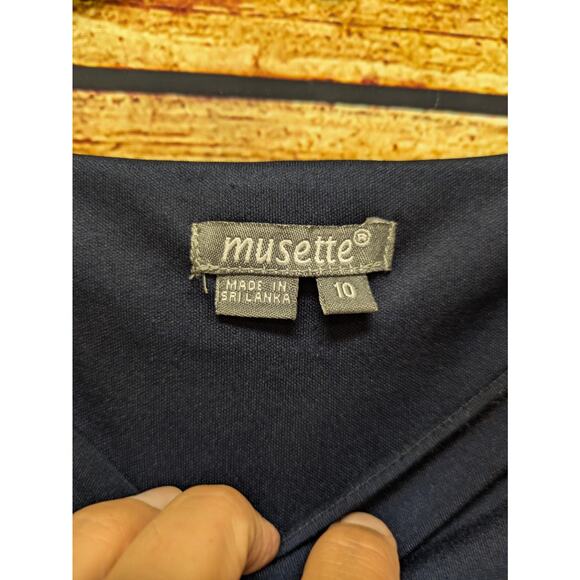 MUSETTE Womens Sz 10 Turquoise & Black Color Block Form Fitting Sleeveless Dress - Picture 5 of 8